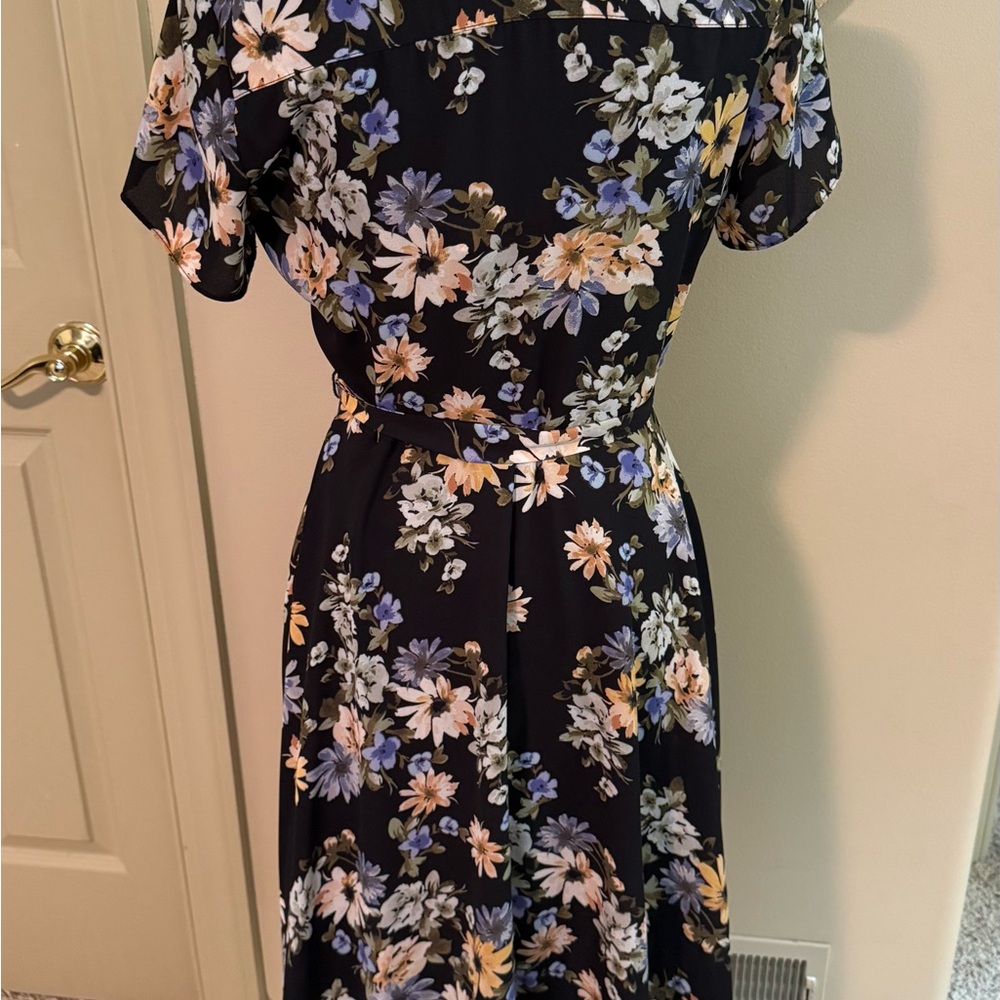Nanette Lepore Black Floral Midi Dress
